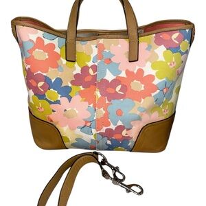 COACH Hadley Floral Print Duffle Tote Bag🔥leather and canvas!